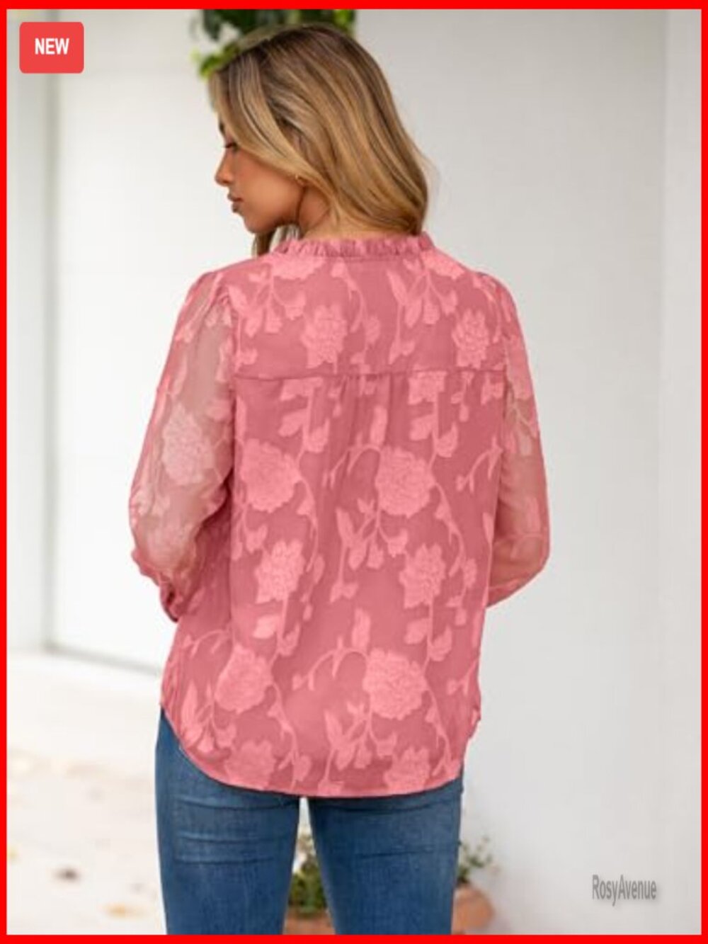 Dressy Casual Loose Fit V Neck Chiffon Blouse Long Sleeve Tunic - Picture 6 of 7